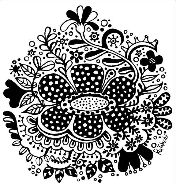 ラフレシアの花 モノクロ 花と女性のイラストレーション 武市りえ Official Website
